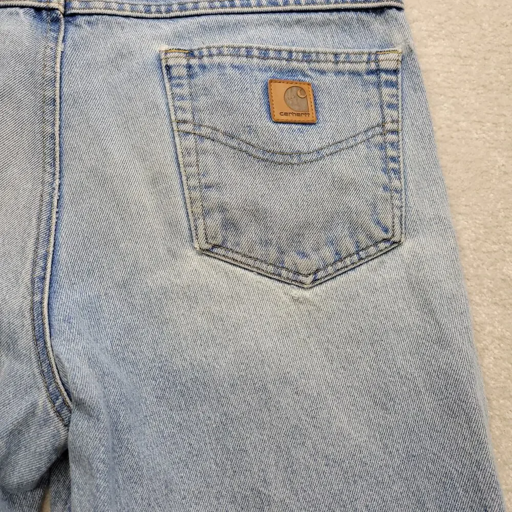 Carhartt B17 DST Mens 36x32 Relaxed Fit Distressed Jeans Light Wash Denim